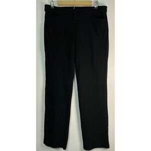 Eileen Fisher Black Straight Leg Rib Knit Pants M Stretch Work Basics Minimalist